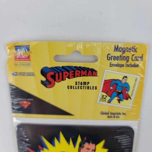 Vtg 1998 Superman Stamp Collectible Retro Magnetic Greeting Card USPS DC Comics - Picture 8 of 8